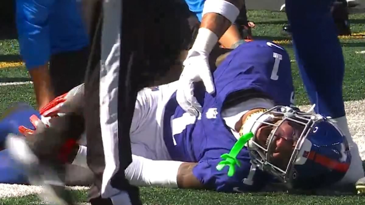 New York Giants star Malik Nabers is carted off in agony after suffering 'season-ending ACL injury'