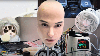 Humanoide inovador com aparência extremamente realista desenvolvido por startup chinesa, destacando tecnologia avançada em robótica.