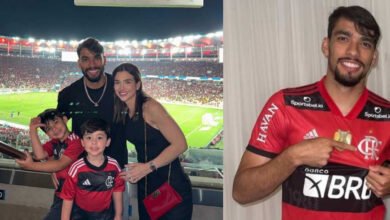Lucas Paquetá em férias no Rio de Janeiro aproveita para torcer pelo Flamengo no Maracanã acompanhado da família
