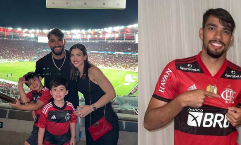 Lucas Paquetá em férias no Rio de Janeiro aproveita para torcer pelo Flamengo no Maracanã acompanhado da família