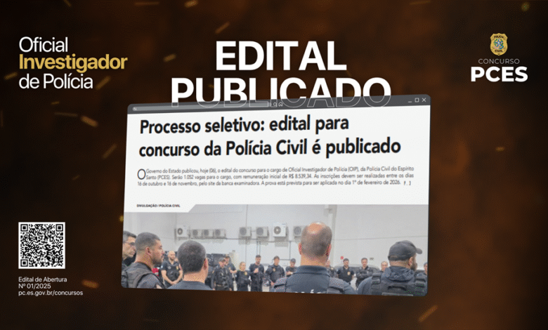 Governo ES - Polícia Civil do Espírito Santo abre 1.052 vagas para Oficial Investigador de Polícia