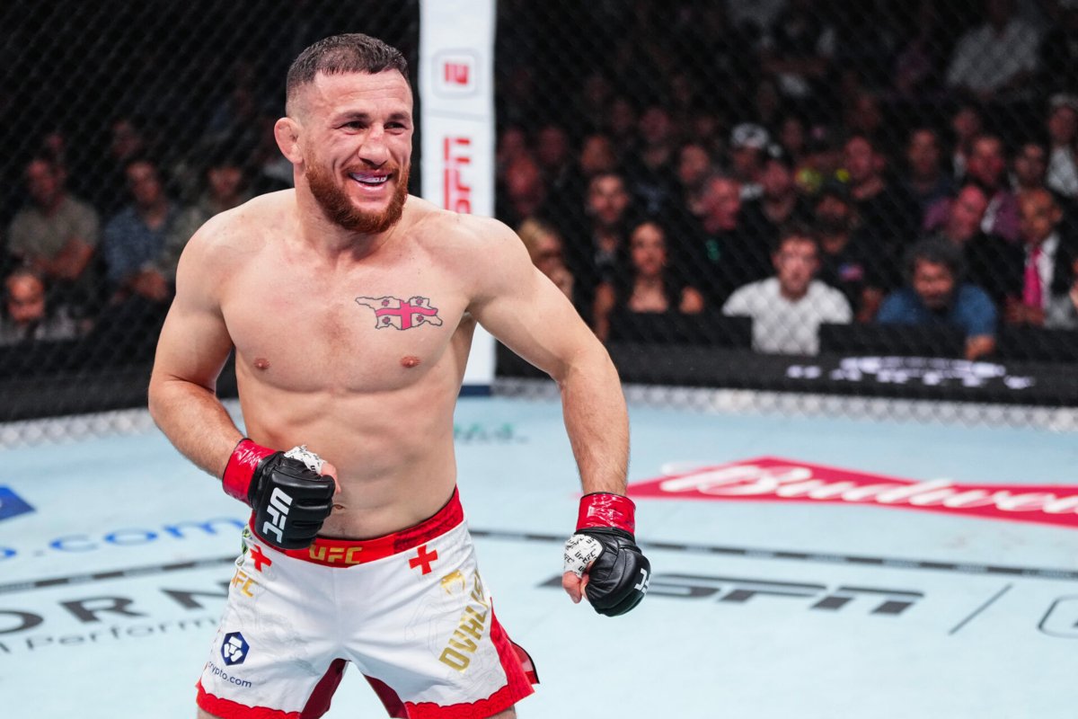 Merab Dvalisvili during UFC 320 title fight