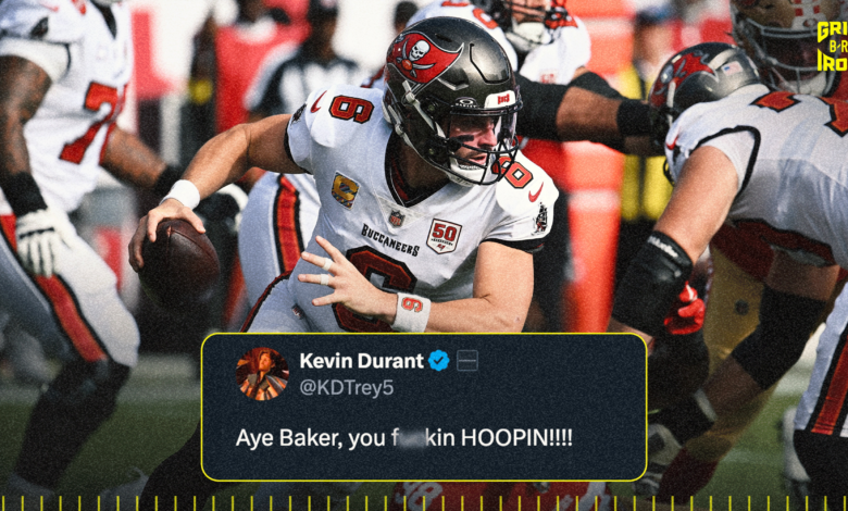 Kevin Durant Says Baker Mayfield Is 'F--kin Hoopin' After TD Drive for Bucs vs. 49ers
