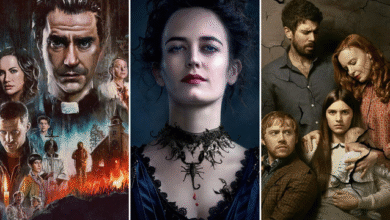 Imagem destacando seis séries de terror imperdíveis para assistir em plataformas de streaming durante o Halloween, com cenas sombrias e personagens assustadores.