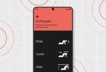 Imagem mostrando celulares Android conectados formando uma rede global de alertas de terremotos, graças ao sistema do Google.