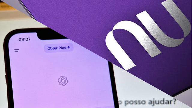 Imagem ilustrativa mostrando um usuário do Nubank tentando acessar o ChatGPT Go, com a mensagem de que o serviço gratuito ainda não está disponível para todos.