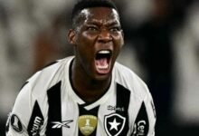 Patrick de Paula comemora gol marcado pelo Botafogo contra o Carabobo na Libertadores