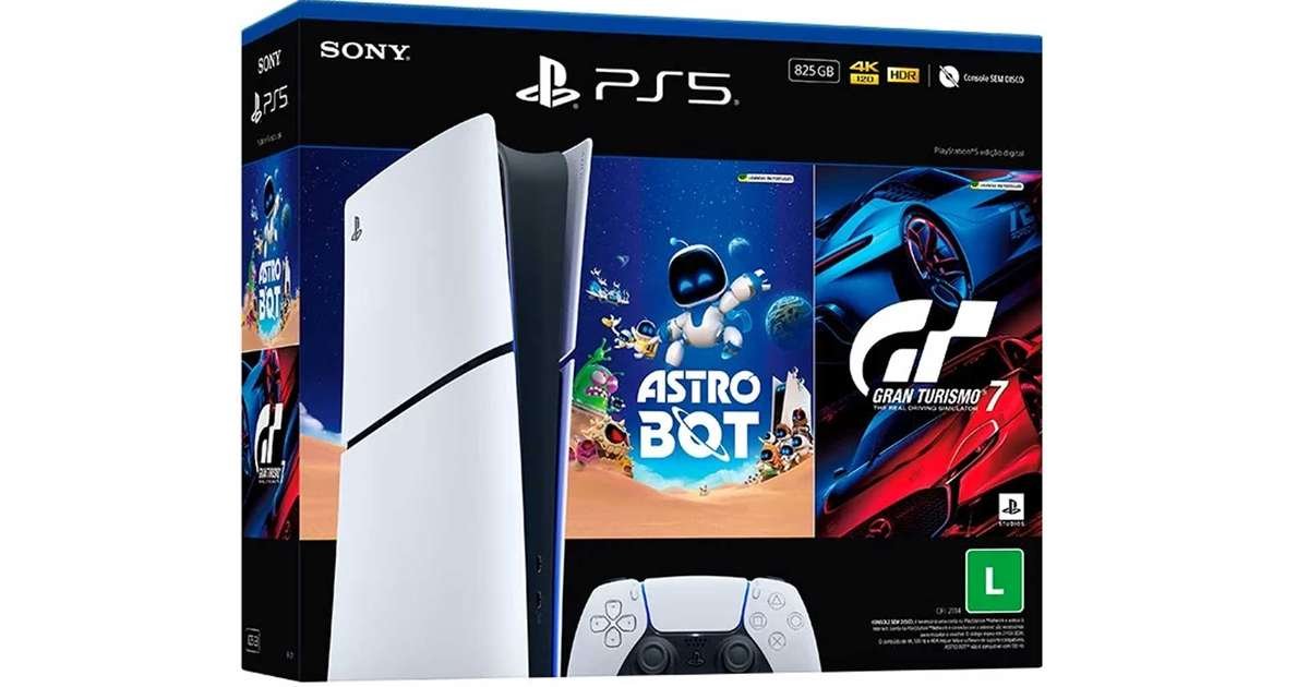 PS5 Slim Digital Edition com SSD de 825GB está sendo vendido no Brasil