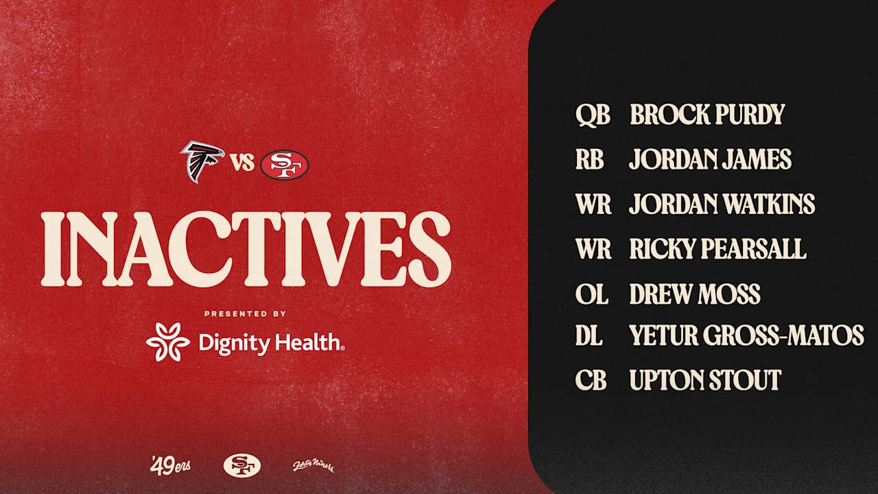 Brock Purdy, Ricky Pearsall OUT vs. Falcons; Inactives for Week 7 'SNF' #ATLvsSF