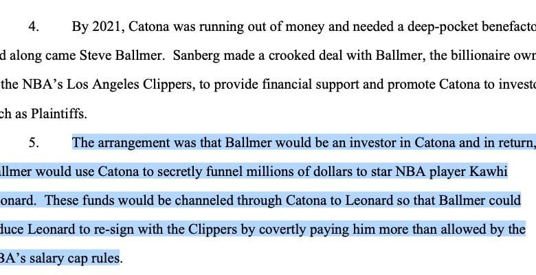 Steve Ballmer sued by 11 Aspiration investors who allege salary-cap circumvention for Kawhi Leonard