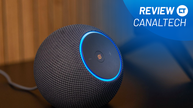 Echo Dot Max da Amazon, destacando a evolução das assistentes Alexa com design moderno e tecnologia avançada.