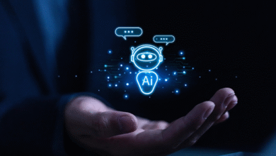 Ilustração de conceitos de inteligência artificial em empresas, destacando a diferença entre utilizar e implementar IA para otimização de processos empresariais.