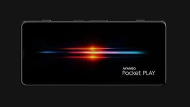 Celular gamer AYANEO Pocket PLAY com joystick integrado e tela AMOLED de 165 Hz, oferecendo uma experiência de jogo portátil de alta qualidade.