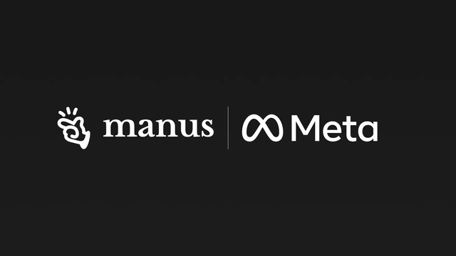 Logo da Meta ao lado do logotipo da startup Manus, simbolizando a recente aquisição para impulsionar inovações em inteligência artificial.