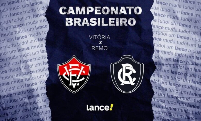 Imagem do emocionante confronto entre Vitória e Remo na abertura do Brasileirão, destacando os jogadores em ação no campo.