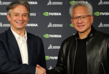 Imagem ilustrativa de uma parceria entre Dassault Systèmes e NVIDIA para desenvolver fábricas de inteligência artificial avançadas no mundo.